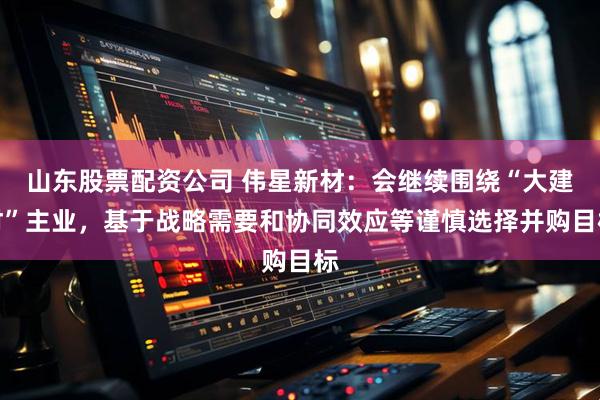 山东股票配资公司 伟星新材：会继续围绕“大建材”主业，基于战略需要和协同效应等谨慎选择并购目标
